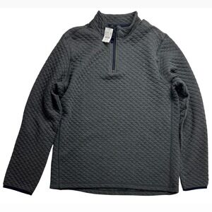 J.Crew Authentic Fleece Mens Large Gray Quilted Quarter Zip Pullover NEW